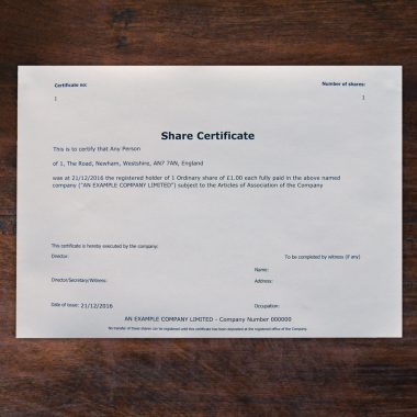 Printed share certificates