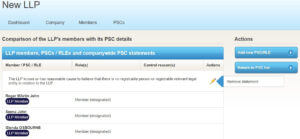 LLP review PSCs screen