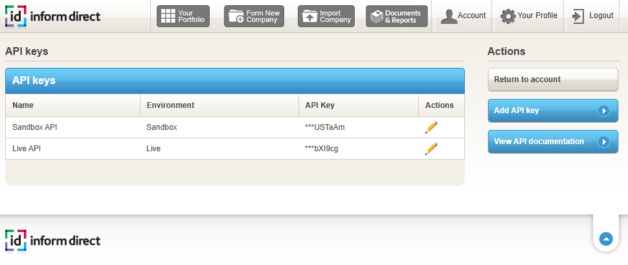 API screen
