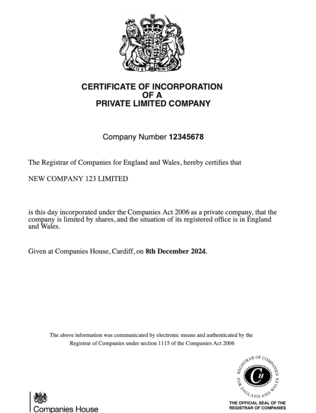 Certificate of incorporation