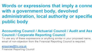 Company names connection with government body