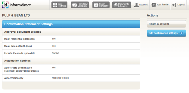 Confirmation Statement Scheduling