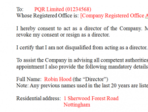 Consent to Act for officer
