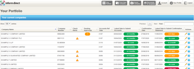 Default portfolio screen