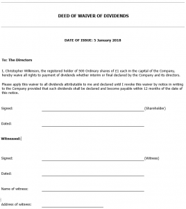 Dividend waiver 2