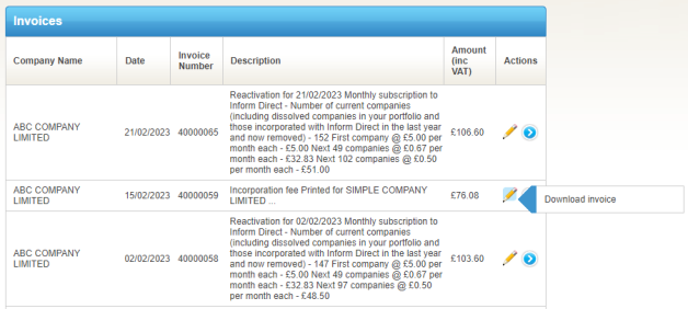 Downloading Invoices