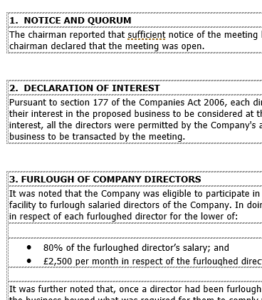 Board minute to furlough director