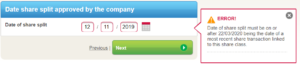 Help text where date before last share transaction