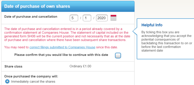 last confirmation statement date override with help text