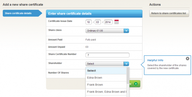 Share certificate sholders